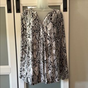 INC International Concepts Black and White Snake Print Blouse